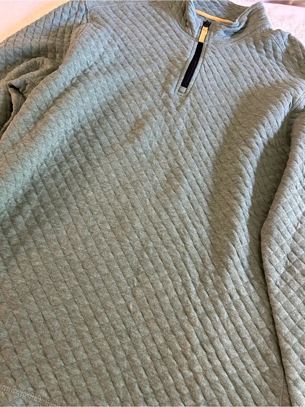J. Crew Quilted Half-Zip Pullover in Sage Green